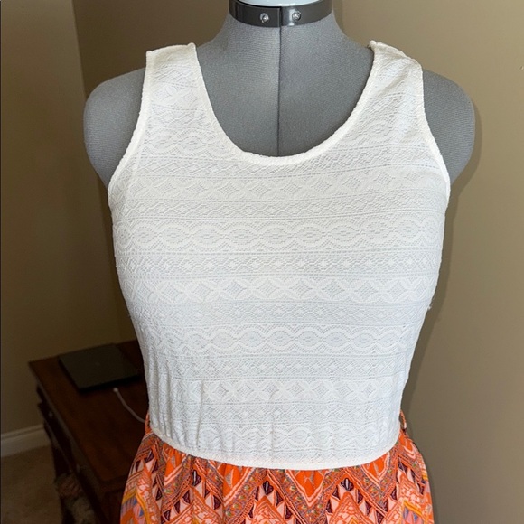 Ardene White and Orange Chevron Maxi Sundress Sleeveless - Picture 3 of 11